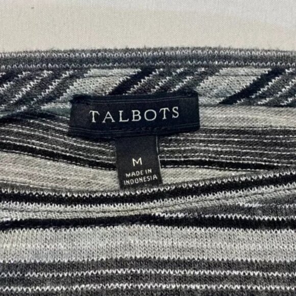 Talbots Ladies Medium Silver Black Stripe Metallic Long Sleeve Tunic EUC - Picture 3 of 6